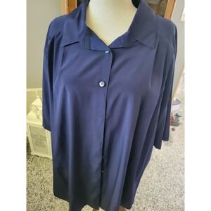 CST Studio Womens 4X Navy Blue Long Sleeve Button Down‎ Shirt Blouse Top